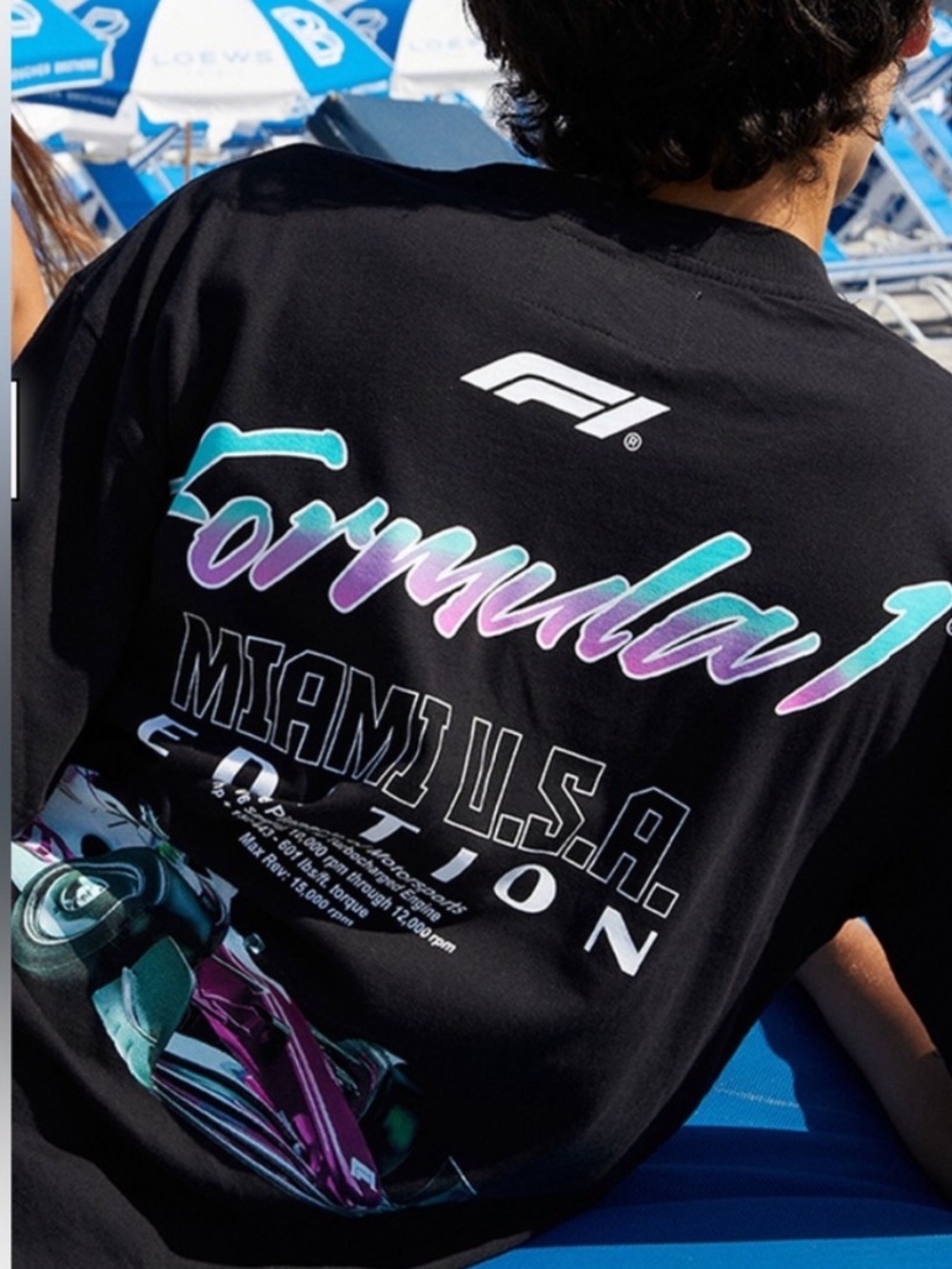 Formula 1 x PacSun Miami Grand Prix Oversized Black Unisex T-Shirt Size Small